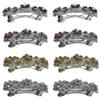 JCGY Set of 8 Hair Barrettes Small French Clip Barrettes Sparkly Crystals 2 ea jetFuAmberCab-1338-jet225 view 2