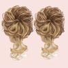 2PCS Messy Bun Hair Piece, QIAORUIXIN Super Long Tousled Updo Hair Bun Extensions Wavy Wrap Ponytail Hairpieces Scrunchies with Elastic Band for Women Girls 12H24 view 2