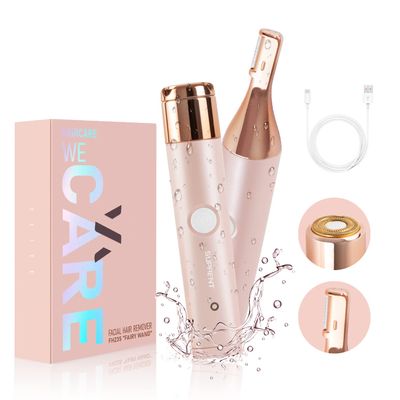 SUPRENT Facial Hair Remover for Women Face- USB-C Rechargeable Electric Facial Hair Removal- IPX7 Waterproof Wet/Dry- 2 in 1 Eyebrow Razor & face Trimmer for Peach Fuzz, Lips, Chin (Pink)