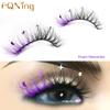 FQNing Glitter Eyelashes Sequins Moon Star Rhinestone Purple Color Lash Wispy 4 pairs for Ball, Dance, Party, Games (Purple Moon&Star) view 2