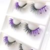 FQNing Glitter Eyelashes Sequins Moon Star Rhinestone Purple Color Lash Wispy 4 pairs for Ball, Dance, Party, Games (Purple Moon&Star) view 4