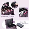 FRENESSA Rolling Nail Case Wheeled Manicure Storage Case Polish Organizer Professional Makeup Trolley for Studio or Travelling Nail Technician Artists Cosmetologist Stylist - Vegan Leather view 3