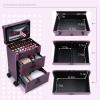 FRENESSA Rolling Nail Case Wheeled Manicure Storage Case Polish Organizer Professional Makeup Trolley for Studio or Travelling Nail Technician Artists Cosmetologist Stylist - Vegan Leather view 4