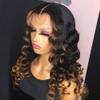 Highlight Ombre 1b/30 Blonde Colored HD Transparent Lace Front Wig Human Hair Wig For Black Women 13x6 Brazilian Loose Wave Pre Plucked With Baby Hair Natural Hairline 150% Density 22Inch view 1