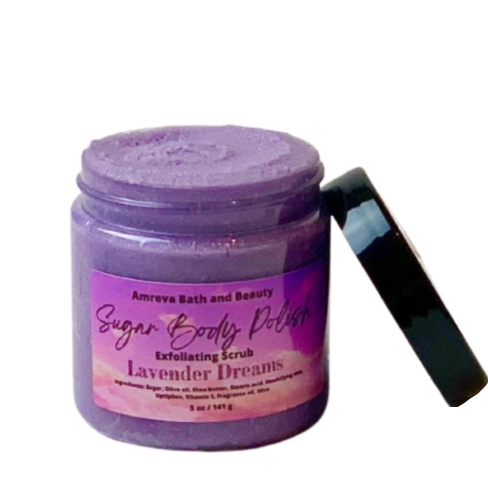 Amreva Bath and Beauty Exfoliating Body Scrub, Whipped Sugar Body Polish, (Lavender Dreams)