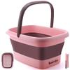 Foot Bath Collapsible Foot Soak Tub,Beinilai Collapsible Foot Bath Basin,Multifunction Plastic Basin with Handles,Foot Tub for Soaking Feet-Pink view 1