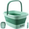 Collapsible Foot Bath Basin for Soaking Feet,Pedicure Foot Spa, Foot Tub with Handles and Massage Acupoint,Multifunction Collapsible feeting Soak Tub-Green view 1