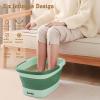 Collapsible Foot Bath Basin for Soaking Feet,Pedicure Foot Spa, Foot Tub with Handles and Massage Acupoint,Multifunction Collapsible feeting Soak Tub-Green view 4