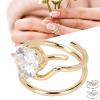 Women Finger Nail Ring Rhinestone Finger Tip Cover Opening Ring Jewelry Decorations Exquisite Fashionable Nail Art Accessory(Gold) view 2