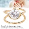 Women Finger Nail Ring Rhinestone Finger Tip Cover Opening Ring Jewelry Decorations Exquisite Fashionable Nail Art Accessory(Gold) view 3
