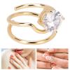 Women Finger Nail Ring Rhinestone Finger Tip Cover Opening Ring Jewelry Decorations Exquisite Fashionable Nail Art Accessory(Gold) view 4