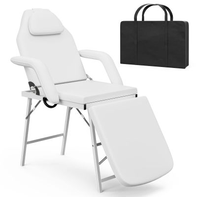 Paddie Portable Tattoo Chair for Client 72inch, Mobile Massage Table Foldable with Storage Bag, White