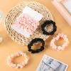 12Pcs Satin Elastic Hair Scrunchies, Silk Satin Hair Ties Elastics Ponytail Holders for Women Girls Valentine's Day Gifts (Blush,Black) view 4