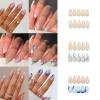 6 Packs (144 Pcs) Press on Nails Medium, Misssix Short Fake Nails Almond Glue on Nails Set with Adhesive Tabs Nail File for Women view 1
