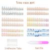 6 Packs (144 Pcs) Press on Nails Medium, Misssix Short Fake Nails Almond Glue on Nails Set with Adhesive Tabs Nail File for Women view 2