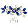 PRETTYLIFE Crystal Bride Wedding Hair Comb Silver Vine Bridal Hair Accessories Party Prom Hair Piece for Women and Girls (Royal Blue) view 2