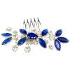 PRETTYLIFE Crystal Bride Wedding Hair Comb Silver Vine Bridal Hair Accessories Party Prom Hair Piece for Women and Girls (Royal Blue) view 3