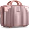 Noverlife 14 Inch Portable Makeup Travel Case Hand Luggage, Pressure-proof ABS Carrying Makeup Case Suitcase with Elastic Band, Small Hard Shell Cosmetic Case for Travel Camping Women Girl - Rose Gold view 1