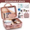 Noverlife 14 Inch Portable Makeup Travel Case Hand Luggage, Pressure-proof ABS Carrying Makeup Case Suitcase with Elastic Band, Small Hard Shell Cosmetic Case for Travel Camping Women Girl - Rose Gold view 4