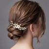 Latious Wedding Pearl Hair Comb Gold Rhinestone Bridal Hair Clips Crystal Hair Pieces Accessories for Women and Brides (T- Gold) view 4