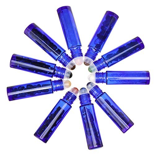 SGerste Natural Crystals Glass Essential Oil Gemstone Roller Ball Chip Inside Bottles 10Pcs