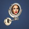 BhjKL Makeup Mirror Wall Mounted with Lights, 8 Inch LED Makeup Mirror 10x Magnification, Vanity Mirror 360 Swivel Extendable, Suitable for Bedroom or Bathroom (Nickel Wire Pull Plug PoweredX10) view 3