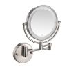 BhjKL Makeup Mirror Wall Mounted with Lights, 8 Inch LED Makeup Mirror 10x Magnification, Vanity Mirror 360 Swivel Extendable, Suitable for Bedroom or Bathroom (Nickel Wire Pull Direct WireX10) view 1