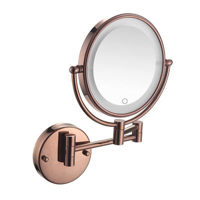 BhjKL Makeup Mirror Wall Mounted with Lights, 8 Inch LED Makeup Mirror 10x Magnification, Vanity Mirror 360 Swivel Extendable, Suitable for Bedroom or Bathroom (Rose Gold Plug PoweredX10)