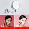 BhjKL Wall Mounted Makeup Mirror, Vanity Mirrors LED Lighted Magnification 360 Degree Rotation Double Sided for Bathroom or Bedroom (Brushed Nickel 10X) view 3