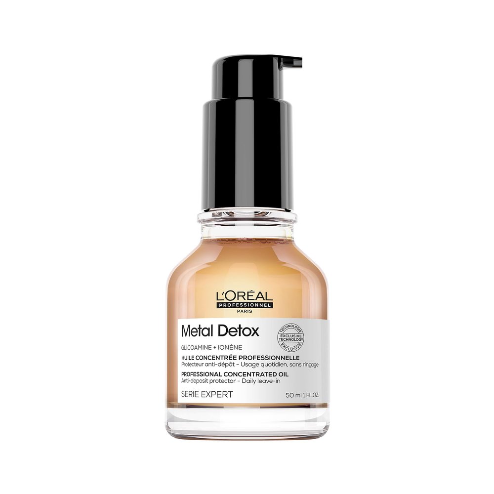 L'Oral Professionnel Paris Metal Detox Leave-In Oil - Detoxifies, Prevents Damage and Prolongs Hair Color With Shine, For All Hair Types