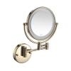 BhjKL Makeup Mirror Wall Mounted with Lights, 8 Inch LED Makeup Mirror 10x Magnification, Vanity Mirror 360 Swivel Extendable, Suitable for Bedroom or Bathroom (Pickaxe Gold Direct WireX10) view 1
