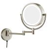 BhjKL Wall Mounted Makeup Mirror, LED Lighted Vanity Mirrors, 360 Rotation 8.5'' Double Sided Cosmetic Mirror, for Bathroom or Bedroom, Powered by Plug (Brushed Nickel 5X) view 1