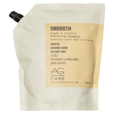 AG Care Smoooth Argan and Coconut Smoothing Shampoo, Enhance Shine and Smoothness, Sulfate-Free Shampoo, 33.8 Fl Oz