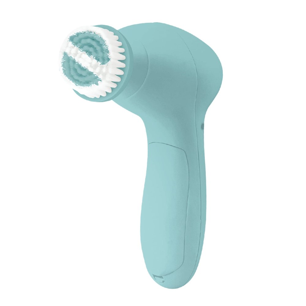 Cosmopolitan Electric Facial Cleansing Brush, Soft Facial Pore Cleaner Spin Brush & Derma Polish Machine, Waterproof Deep Pore Cleaning Face Cleanser, Battery Powered, for Women or Men - Blue & Silver