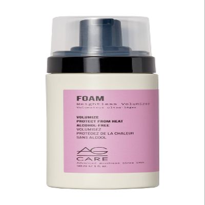 AG Care Foam Weightless Volumizer, Lightweight with Heat Protection for Fuller Looking Hair, 5 Fl Oz