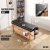 FUQIAOTEC Stationary Massage Table, Professional Wide Massage Table Wood Spa Bed with PU Leather and Memory Foam Layer, Adjustable Height and Backrest Angle, 500LBS, Heavy Duty, Black view 2