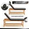 FUQIAOTEC Stationary Massage Table, Professional Wide Massage Table Wood Spa Bed with PU Leather and Memory Foam Layer, Adjustable Height and Backrest Angle, 500LBS, Heavy Duty, Black view 4