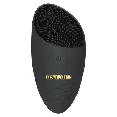 Cosmopolitan Silicone Face Scrubber, Waterproof Electric Facial Cleansing Brush, Exfoliating Silicone Brush for Face, Vibrating Face Cleaning Brush for Women or Men, Rechargeable USB, Black & Gold
