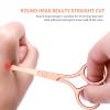 Safety Round Tip Nose Hair and Eyebrow Scissors - Gold Stainless Steel Small Grooming Tool for Painless Trimming of Nasal Cavity, Ear, Eyelashes, Beard and Mustache- AsonTao view 3