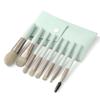 Liasun Travel Makeup Brush Set 8PCS Mini Size Premium Synthetic Fiber Foundation Blush Concealer Eyebrows Eye Shadow Angled brush Lip Make up Brush With Storage Bag (Light Cyan) view 1