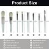 Liasun Travel Makeup Brush Set 8PCS Mini Size Premium Synthetic Fiber Foundation Blush Concealer Eyebrows Eye Shadow Angled brush Lip Make up Brush With Storage Bag (Light Cyan) view 2