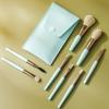 Liasun Travel Makeup Brush Set 8PCS Mini Size Premium Synthetic Fiber Foundation Blush Concealer Eyebrows Eye Shadow Angled brush Lip Make up Brush With Storage Bag (Light Cyan) view 4