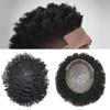 Afro Men Toupee 100% Virgin Human Man Weave Hair Unit Afro Kinky Curly Lace Center with Pu Injection Around Hair Units for Black Men 8X10 Inch (10MM Wave, 1B# OFF BLACK) view 1