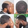 Afro Men Toupee 100% Virgin Human Man Weave Hair Unit Afro Kinky Curly Lace Center with Pu Injection Around Hair Units for Black Men 8X10 Inch (10MM Wave, 1B# OFF BLACK) view 3