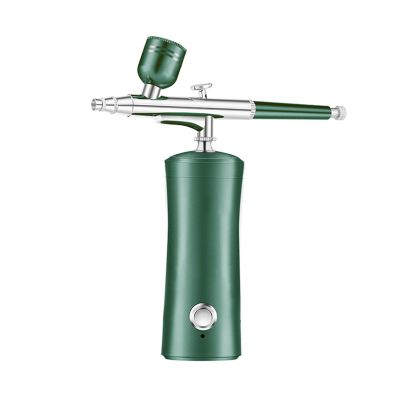 HAZYJT Portable Mini Spray Airbrush Kit with Compressor,Rechargeable Portable Oxygen Facial Airbrush Nano Facial Steamer,for Face Body Hydration, Painting,Makeup, Nails,Tattoo,Cake Decoration,Green
