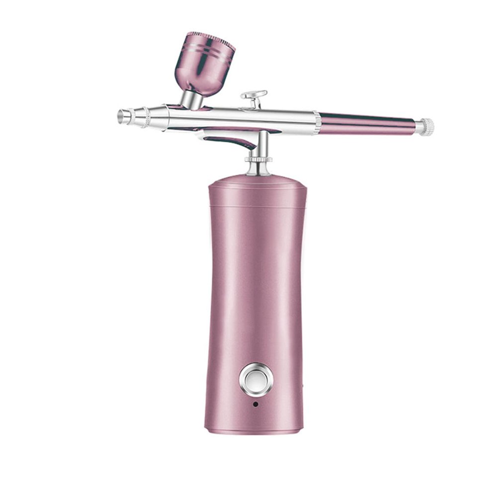HAZYJT Portable Mini Spray Airbrush Kit with Compressor,Rechargeable Portable Oxygen Facial Airbrush Nano Facial Steamer,for Face Body Hydration, Painting,Makeup, Nails,Tattoo,Cake Decoration,Pink
