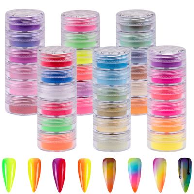 Duufin 36 Colors Nail Pigment Powder Gel Acrylic Nails Pigments Colorful Luminous Iridescent Glitter Pearlescent High-Gloss Halo Powder for Nail Art, Body and Crafts