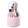 GBSTORE Makeup Brushes Holder Organizer with Clear Lid,360 Degree Rotating Makeup Brush Storage Container Dustfree Cosmetic Display Case Holder for Bathroom Countertop Vanity Desktop (Pink) view 1