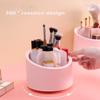 GBSTORE Makeup Brushes Holder Organizer with Clear Lid,360 Degree Rotating Makeup Brush Storage Container Dustfree Cosmetic Display Case Holder for Bathroom Countertop Vanity Desktop (Pink) view 3
