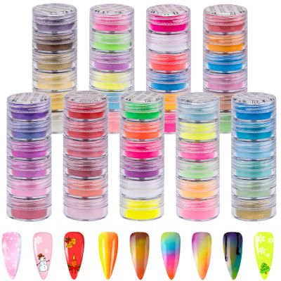 Duufin 54 Colors Nail Pigment Powder Colorful Luminous Powder Iridescent Pearlescent Pigment for Nails Art, Body and Crafts